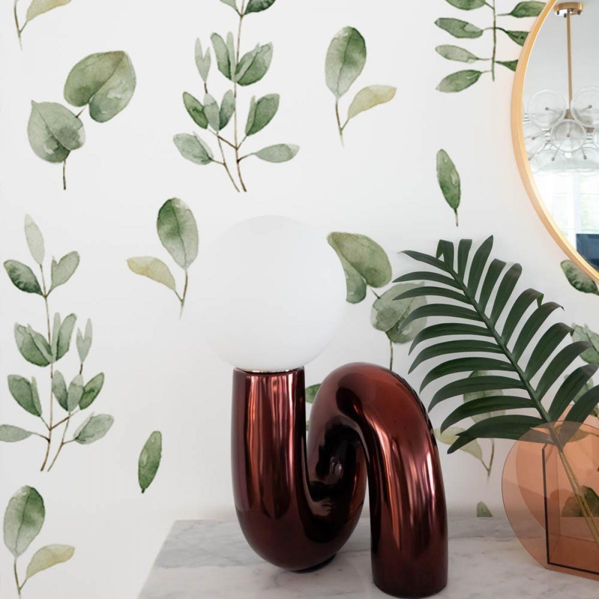 Rollo de papel pintado baño de dos paneles autoadhesivos canvas EUCALIPTO