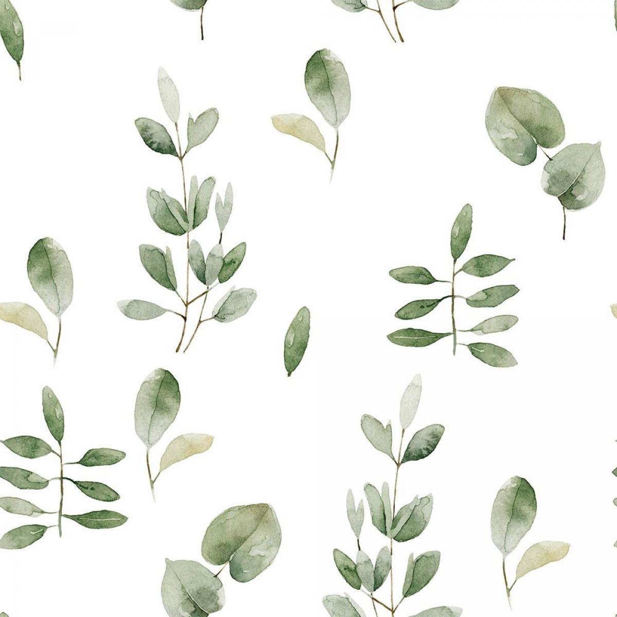 Rollo de papel pintado baño de dos paneles autoadhesivos canvas EUCALIPTO