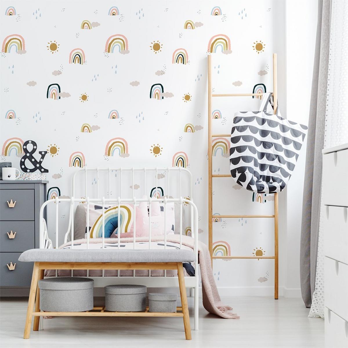 Rollo de papel pintado infantil de dos paneles autoadhesivos canvas ARCOIRIS