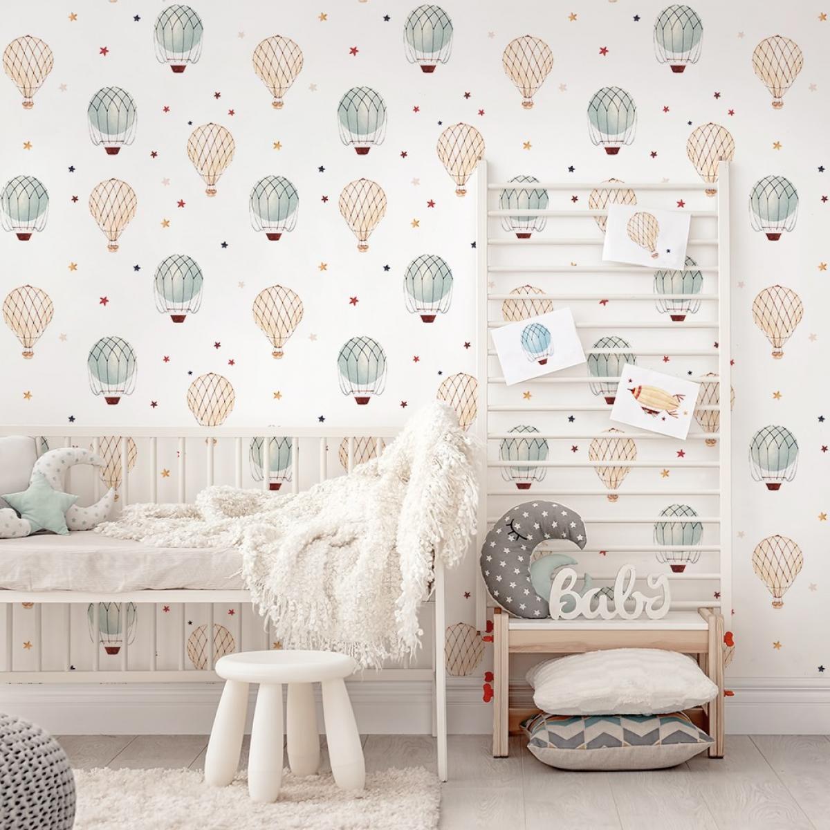 Rollo de papel pintado infantil de dos paneles autoadhesivos canvas BALLOONS