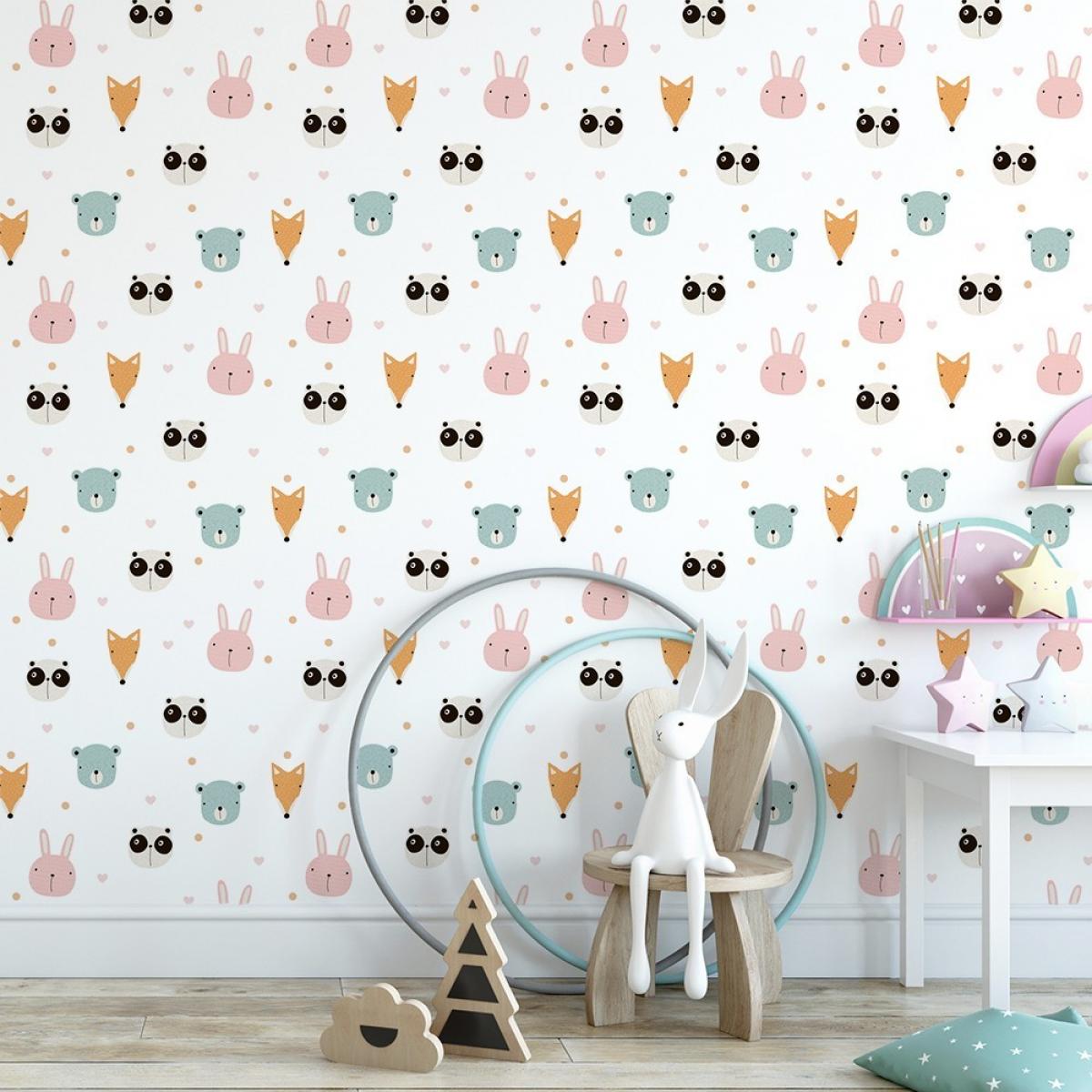 Rollo de papel pintado infantil de dos paneles autoadhesivos canvas CUTE