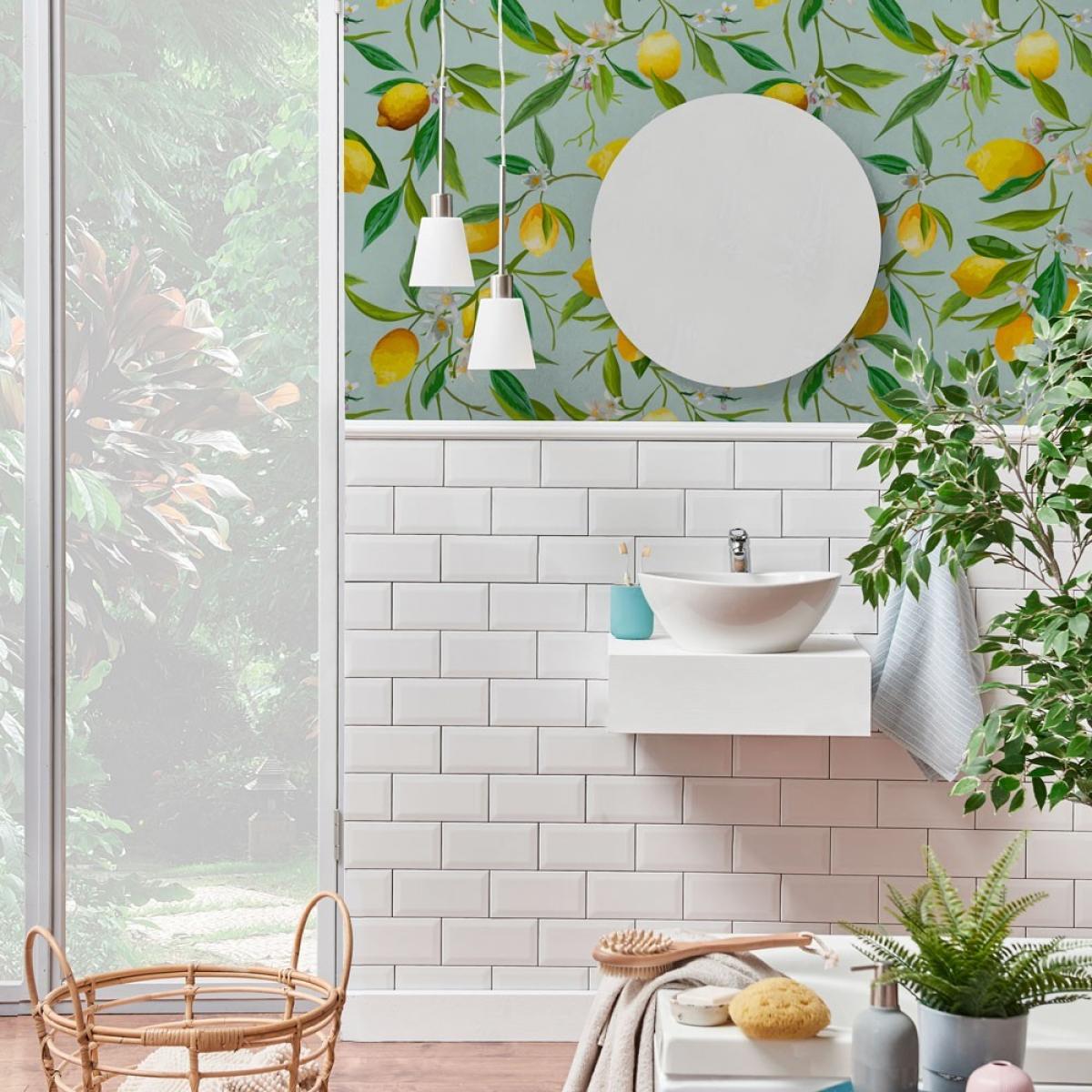 Rollo de papel pintado cocina de dos paneles autoadhesivos texart LIMONERO