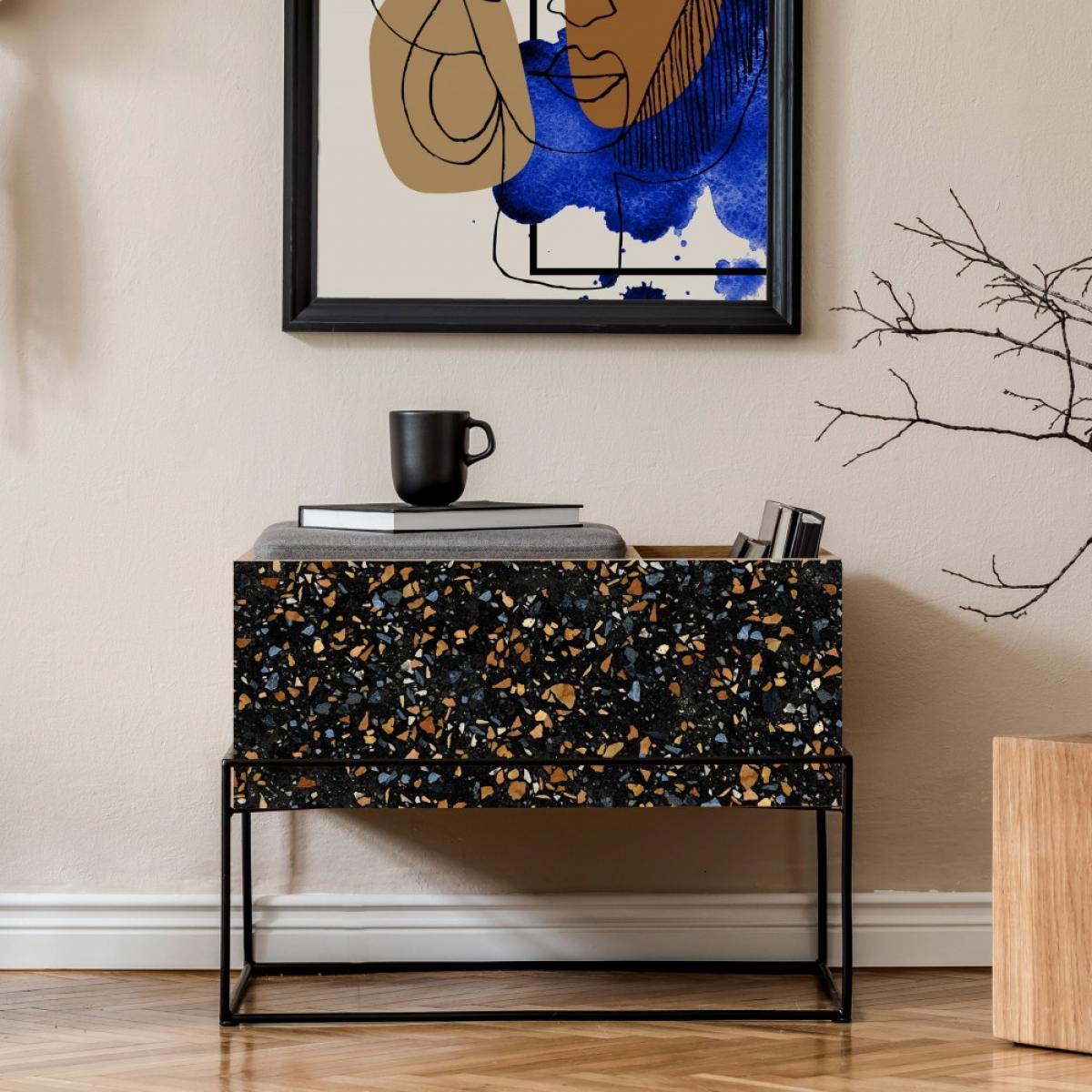 Vinilo autoadhesivo Low Cost mate  TERRAZO VINCENT NEGRO