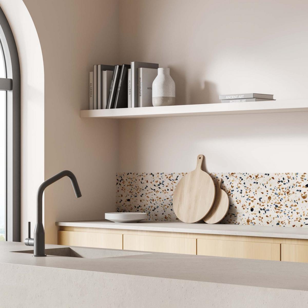 Vinilo autoadhesivo Low Cost mate  TERRAZO VINCENT BLANCO