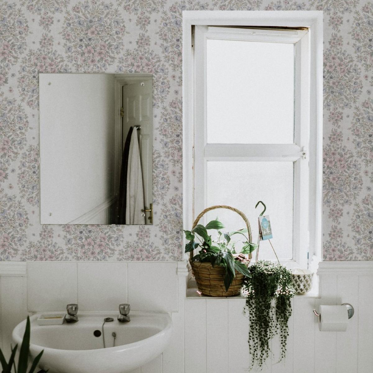 Rollo de papel pintado baño de dos paneles autoadhesivos texart FLOWERBOMB