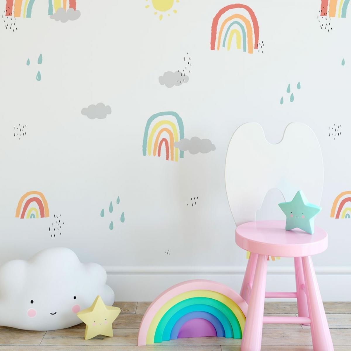 Rollo de papel pintado infantil de dos paneles autoadhesivos canvas ARCOIRIS