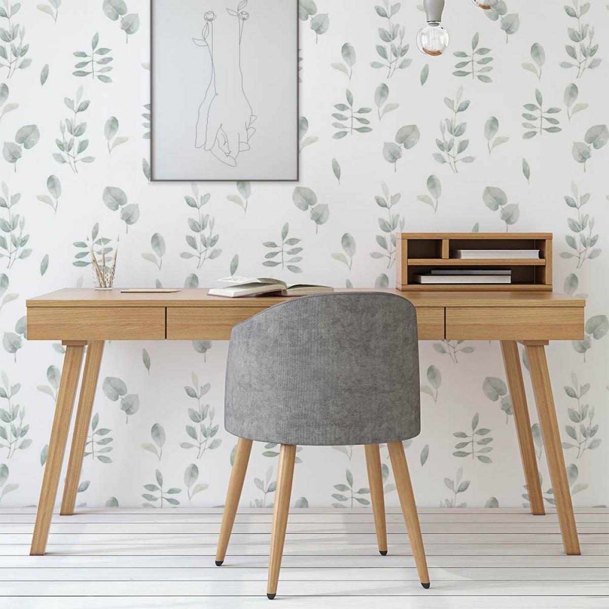 Rollo de papel pintado baño de dos paneles autoadhesivos canvas EUCALIPTO