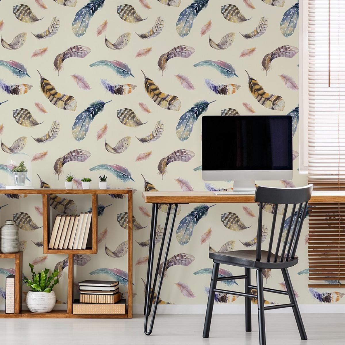 Rollo de dos paneles autoadhesivos canvas PLUMAS