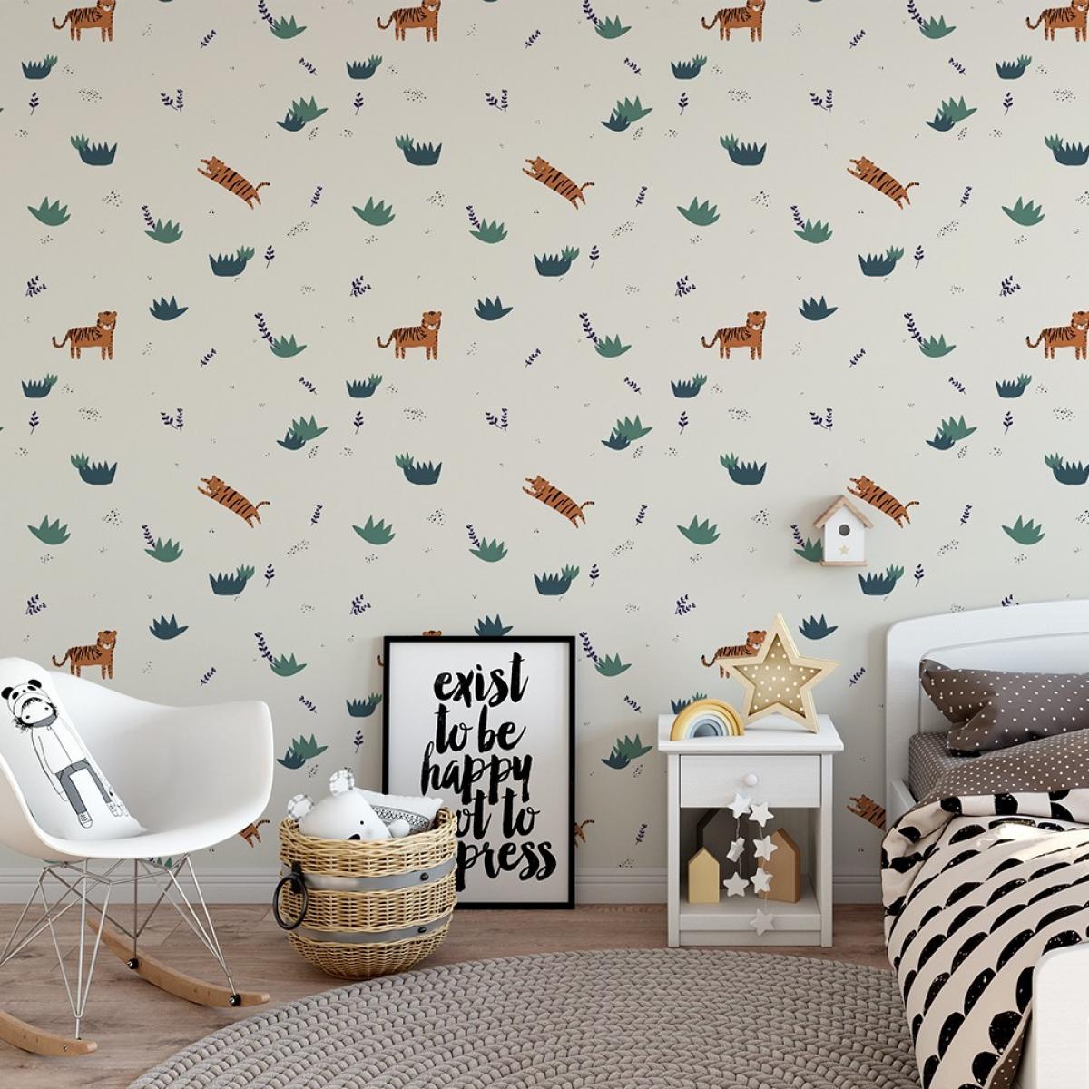 Rollo de papel pintado infantil de dos paneles autoadhesivos canvas ROAR