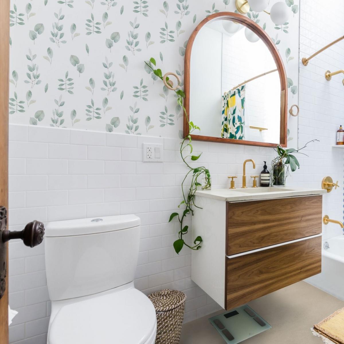 Rollo de papel pintado baño de dos paneles autoadhesivos texart EUCALIPTO