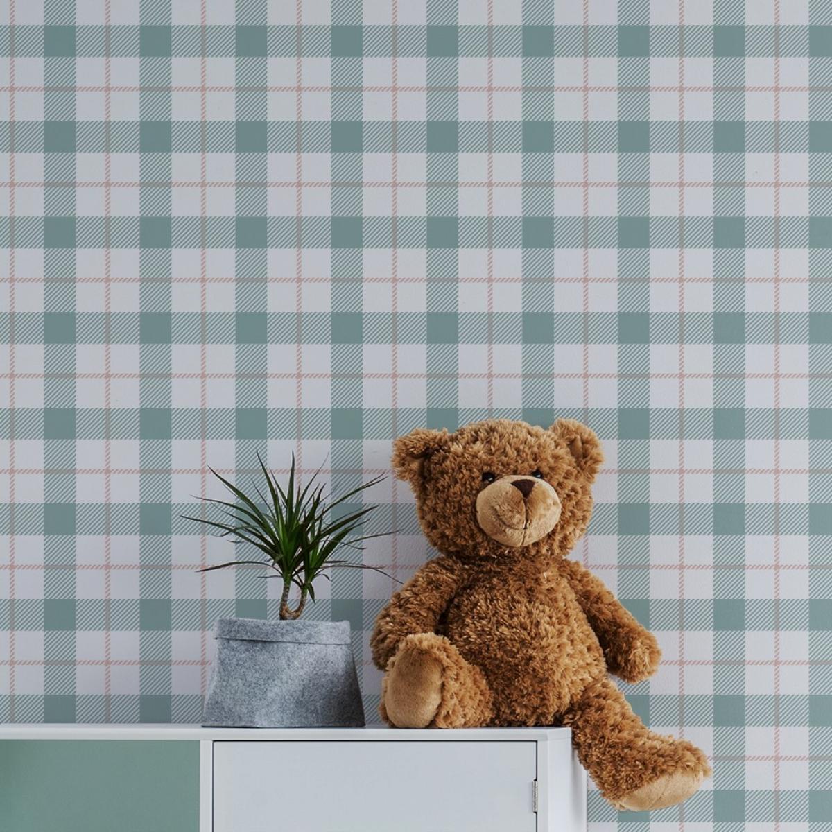 Rollo de dos paneles autoadhesivos texart VICHY MINT