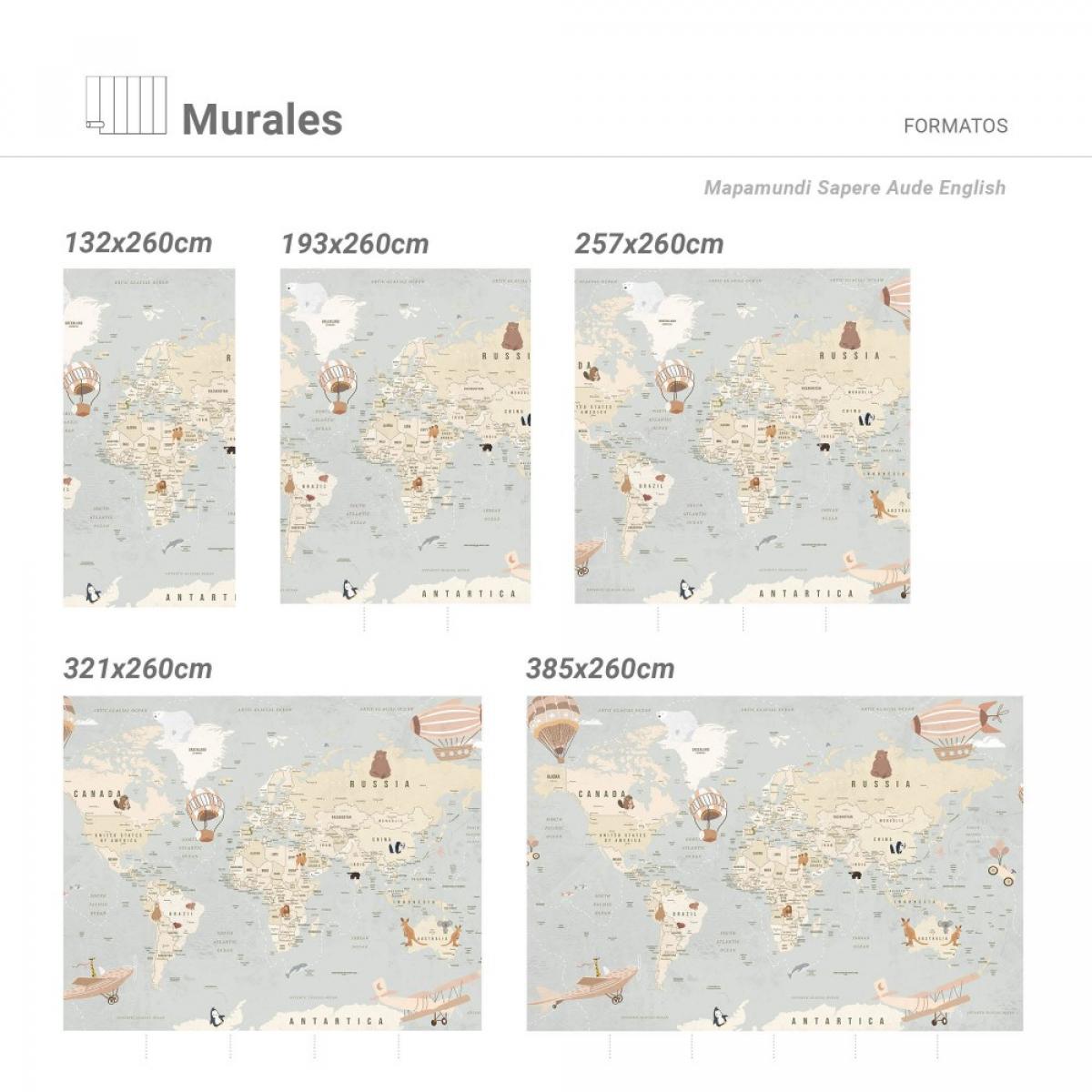 Mural autoadhesivo texart MAPAMUNDI SAPERE AUDE ENGLISH