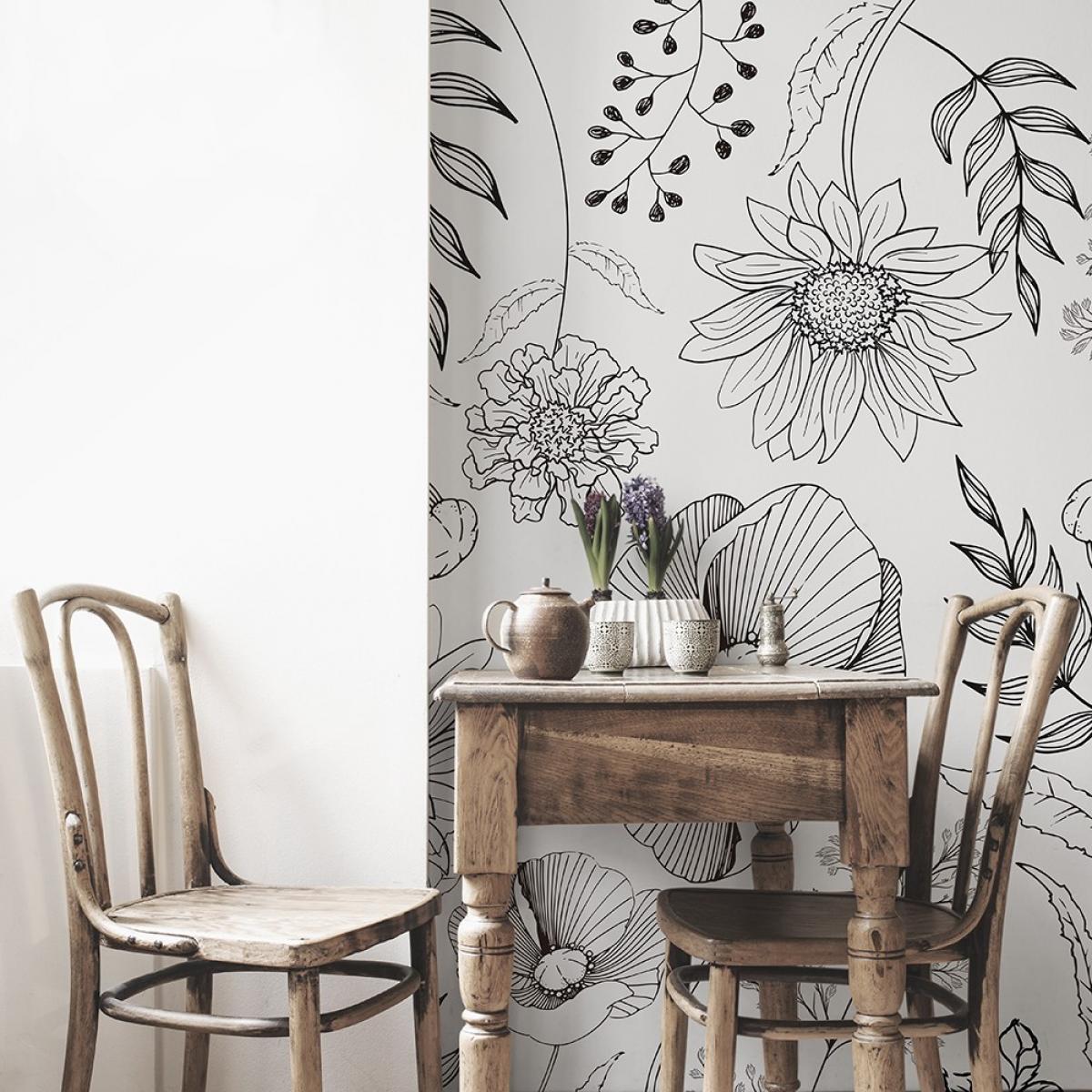 Mural autoadhesivo canvas FLORES