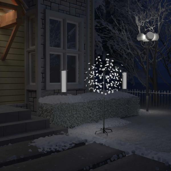 Árbol de Navidad 120 LEDs blanco frío flores de cerezo 150 cm