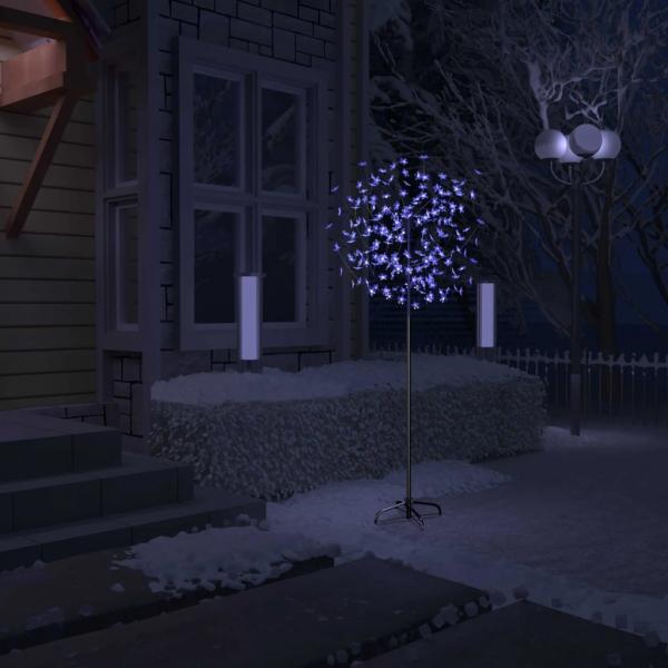 Árbol de Navidad 200 LEDs blanco azul flores de cerezo 180 cm