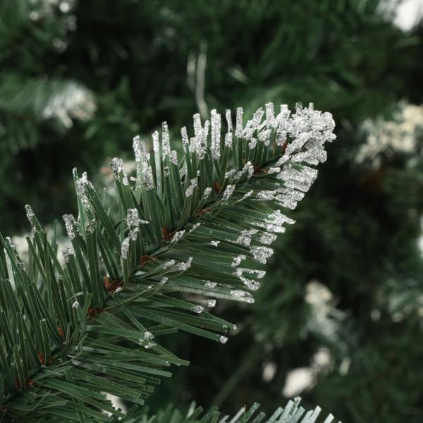 Árbol de Navidad artificial con piñas y brillo blanco 210 cm 