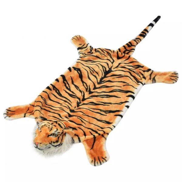 Alfombra afelpada de tigre 144 cm marrón