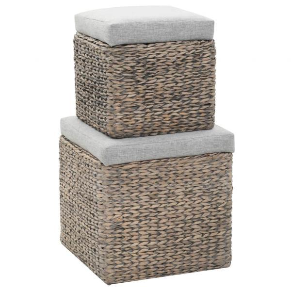 Conjunto de otomanas 2 piezas hierba marina gris