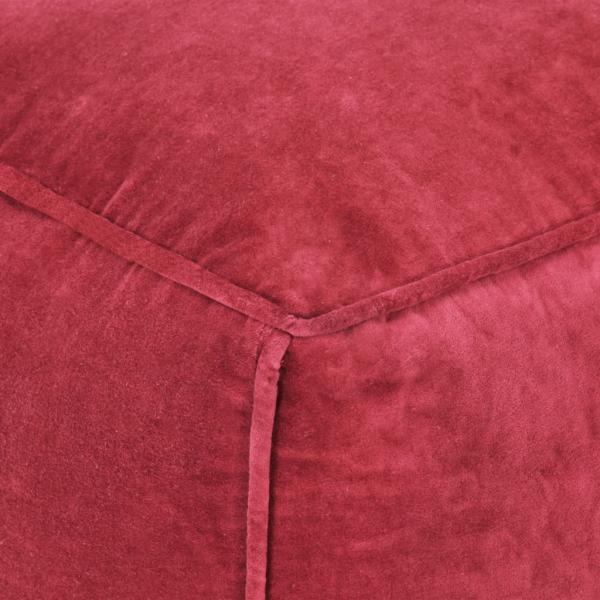 Puf de terciopelo de algodón rojo 40x40x40 cm