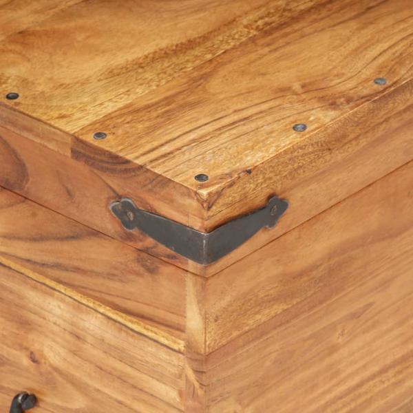 Baúl de madera maciza de acacia 90x40x40 cm