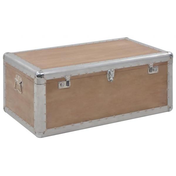 Caja de almacenaje madera maciza abeto marrón 91x52x40 cm