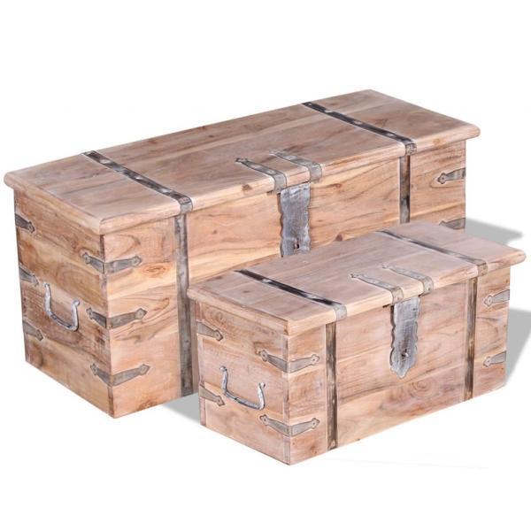 Set de baúles de madera de acacia