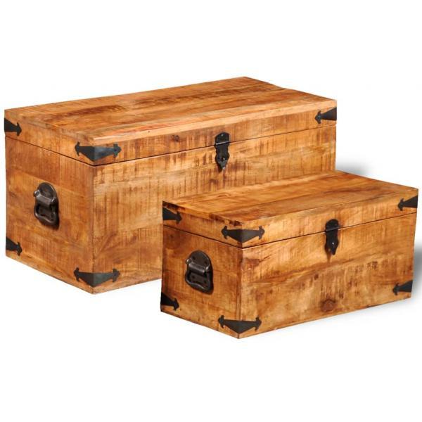 Set de cofres de almacenamiento 2 unidades madera mango rugosa