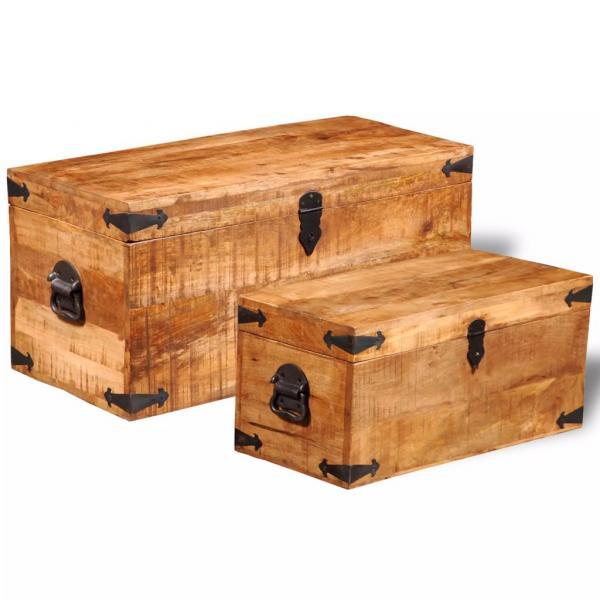 Set de cofres de almacenamiento 2 unidades madera mango rugosa