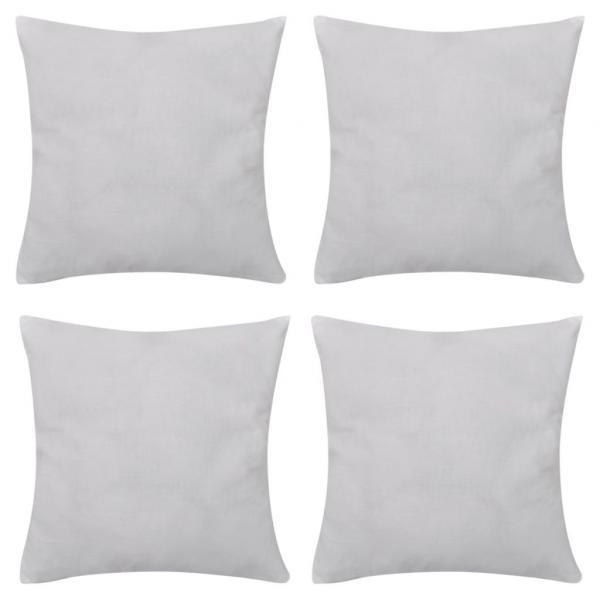 4 fundas blancas para cojines de algodón, 50 x 50 cm