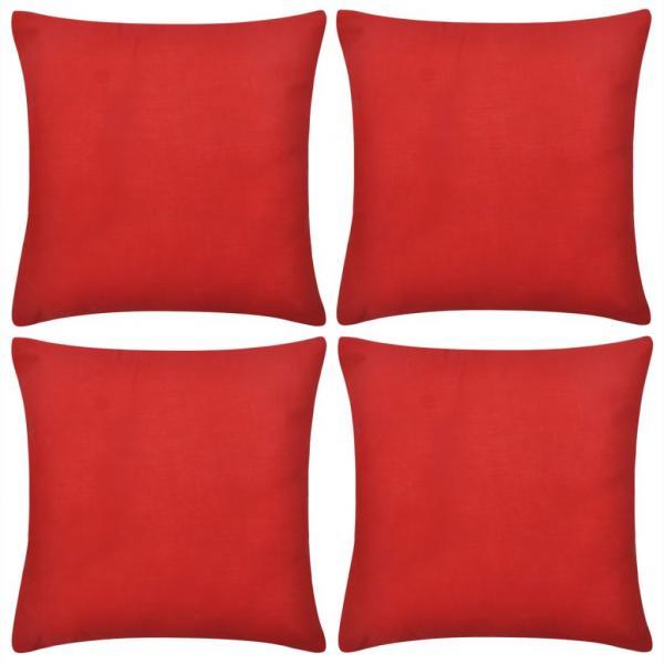 4 fundas rojas para cojines de algodón, 80 x 80 cm