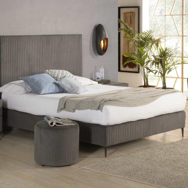 trabajador Garantizar Porque Base tapizada PESPUNTES en color gris | Bases cama baratas | Tifón Online