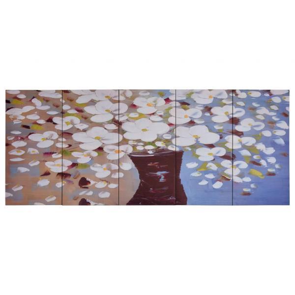Set de lona para pared flores en jarrón multicolor 150x60 cm