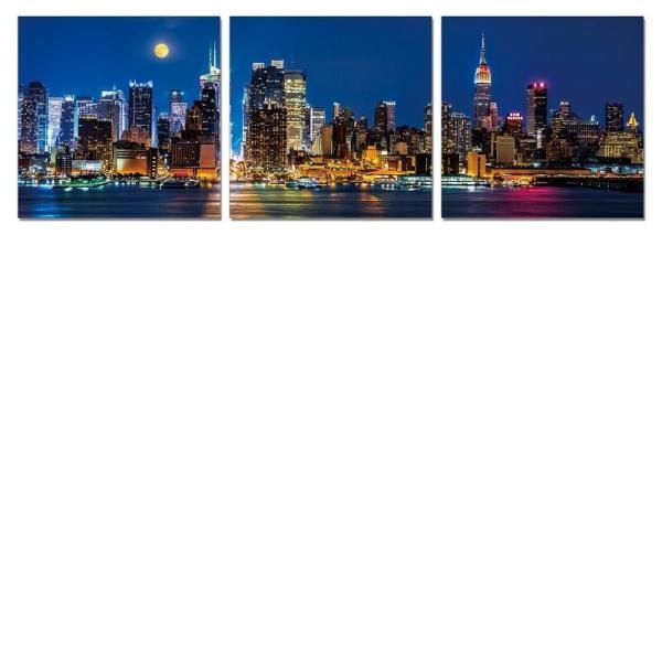 Cuadro tríptico NOCHE EN MANHATTAN