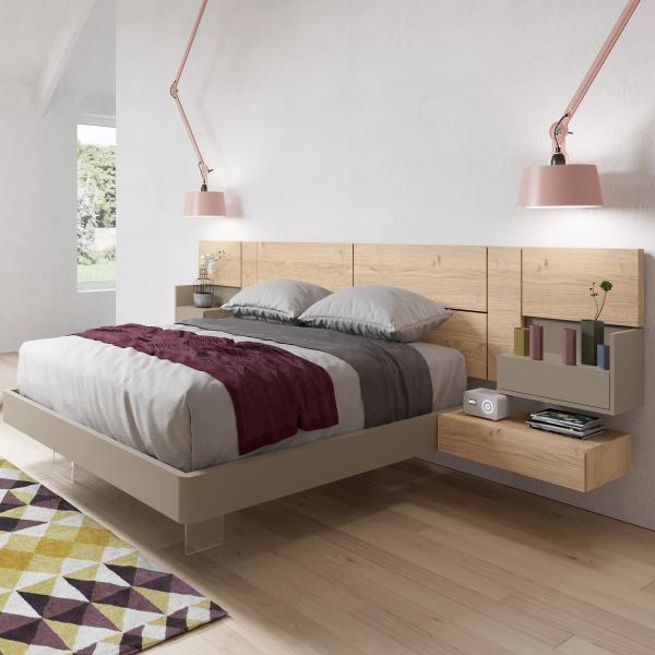 Cabecero con alas + 2 mesitas ATAZZI