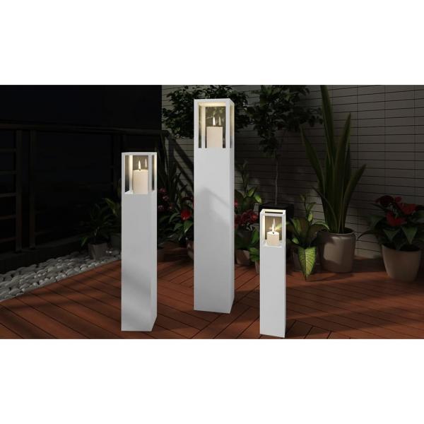 Candelabro de madera blanco