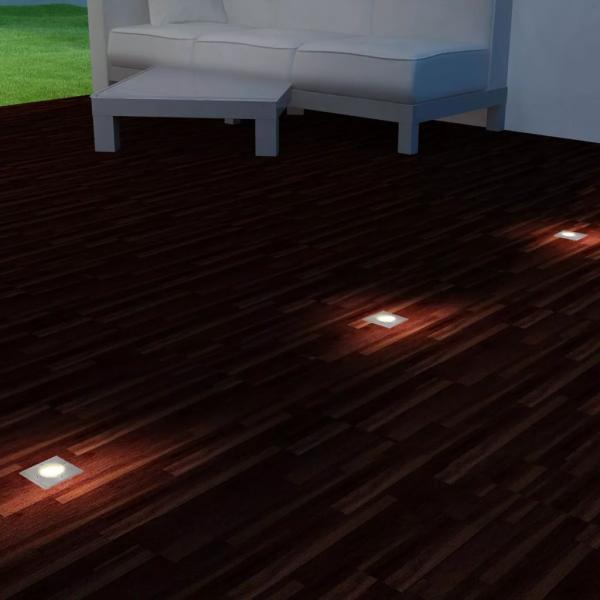 Focos LED empotrables de suelo para exteriores 3 unids cuadrados