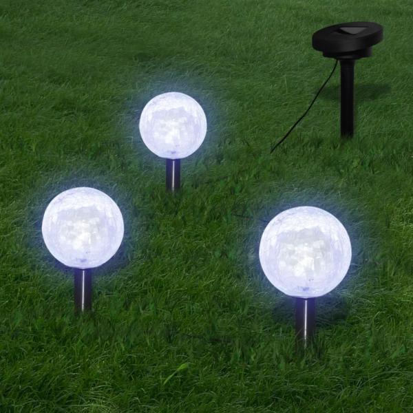 Lámparas de bola jardín LED  anclajes y paneles solares 3 uds