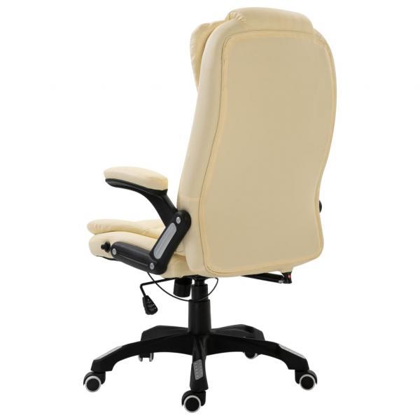 Silla de oficina de cuero sintético crema