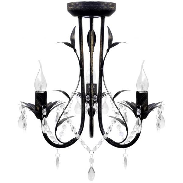 Lámpara de araña, candelabro negro estilo Art Nouveau, 3 x E14
