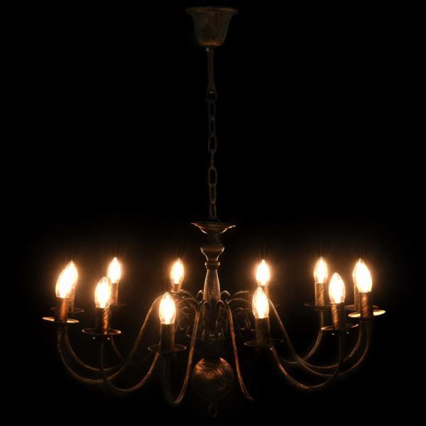Lámpara de araña negro antiguo 12 bombillas E14