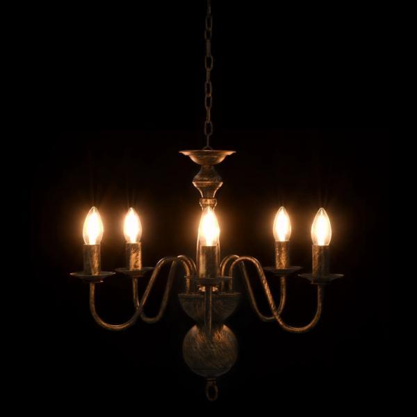 Lámpara de araña negro antiguo 5 bombillas x E14