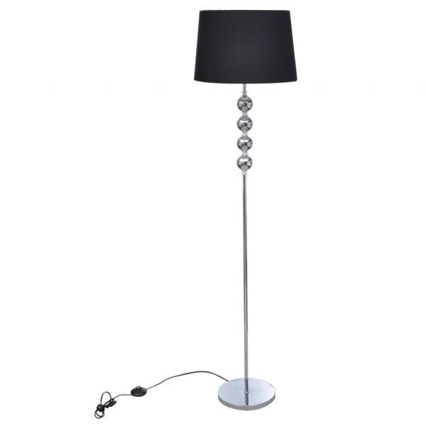 Lámpara de pie pantalla y soporte alto 4 bolas adorno negra