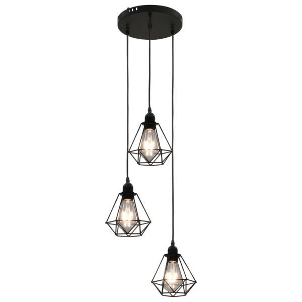Lámpara de techo con diseño de rombos negra 3 bombillas E27