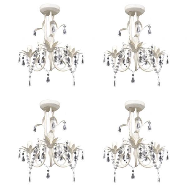 Lámparas de araña de cristal 4 unidades blanco elegante 