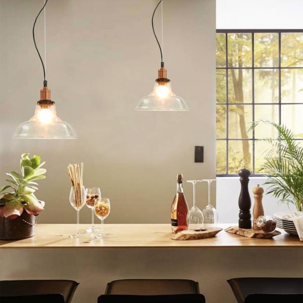 Lámparas de techo 2 unidades redondas transparente 28 cm E27