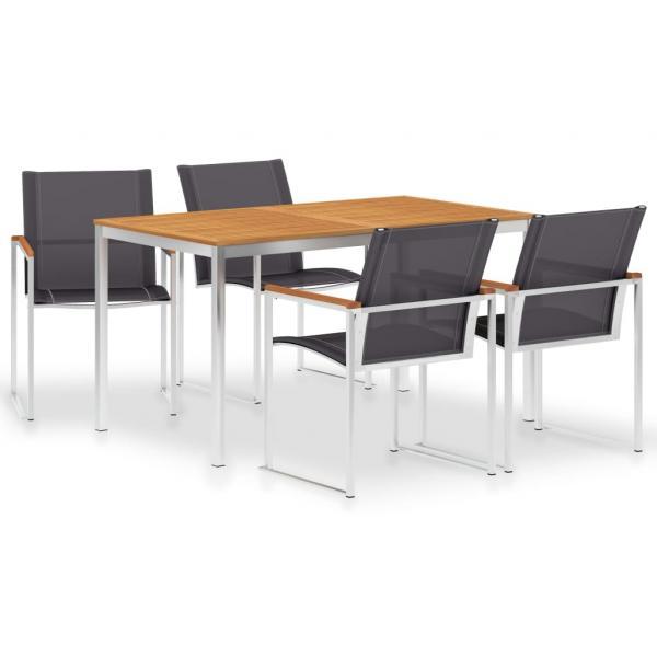 Juego de comedor 5 piezas textilene y acero inoxidable