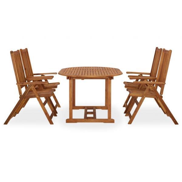 Juego de comedor de jardín 5 piezas madera maciza de acacia