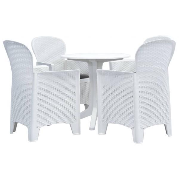 Juego de comedor para jardín 5 piezas plástico blanco