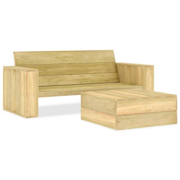 Juego de muebles de jardín 2 piezas madera de pino impregnada