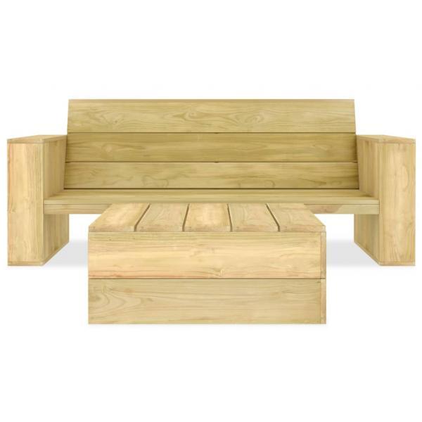 Juego de muebles de jardín 2 piezas madera de pino impregnada